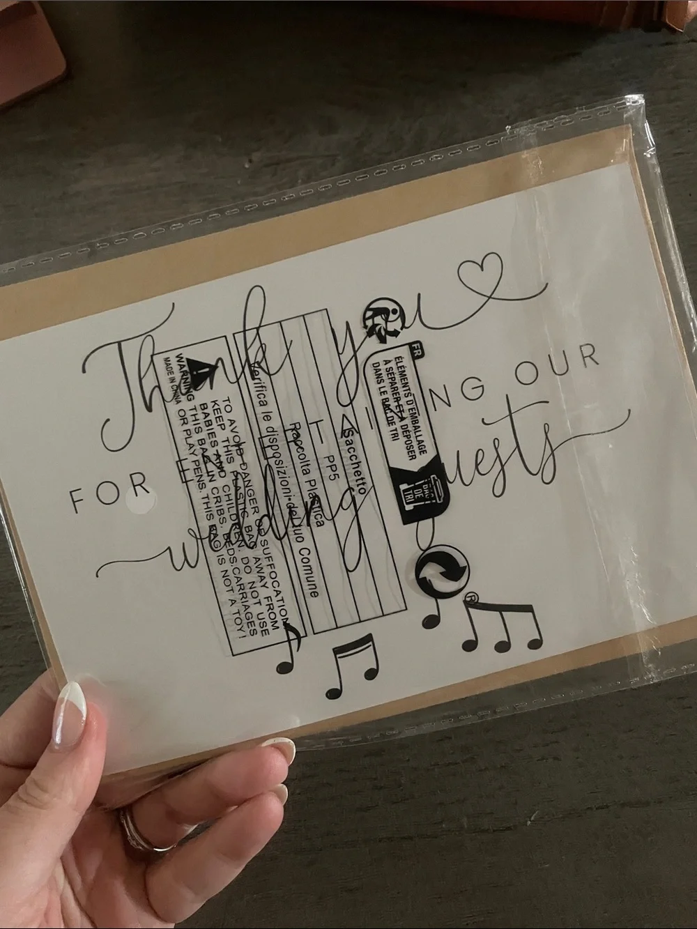 Wedding DJ/Band Thank You Card With Brown Envelope